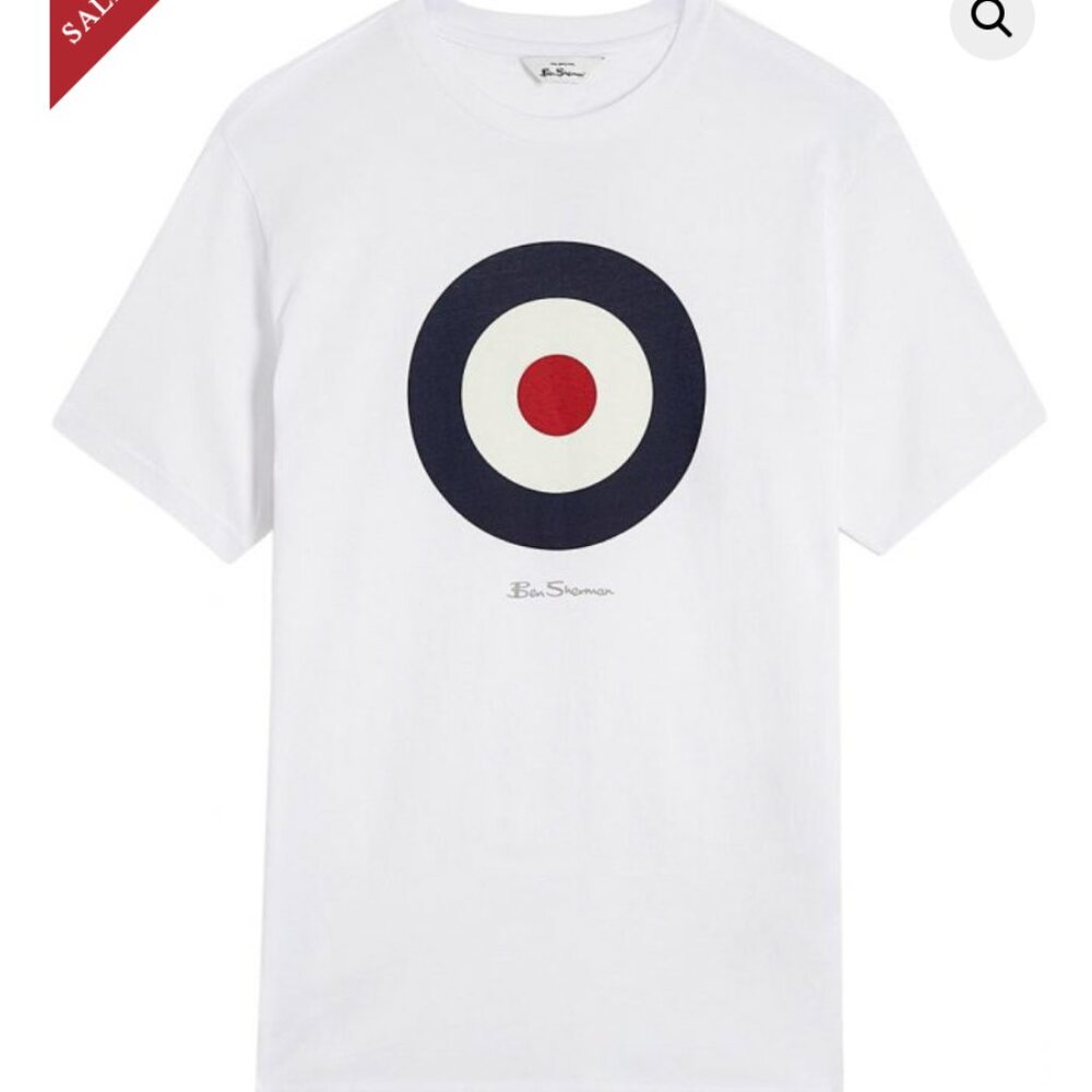 Ben Sherman London Signature Mod Target Bullseye White Short Sleeve T-shirt NWT